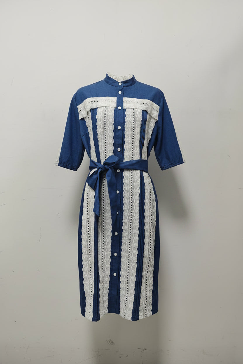 blue and white dress on a plain background